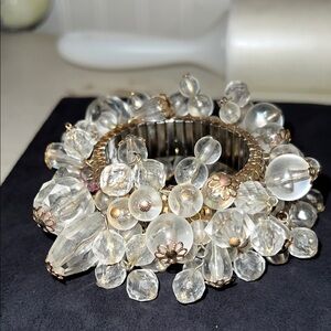 60s stainless steel expandable chacha Clear Beaded Bracelet